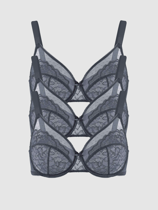 3-Pack Gray – Unlined Minimizer Bra