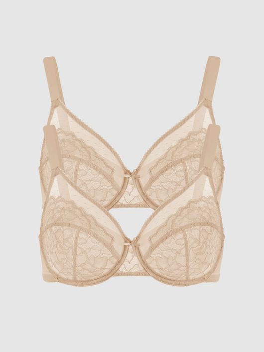2-Pack Beige – Unlined Minimizer Bra