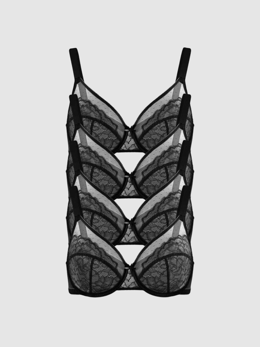 4-Pack Black – Unlined Minimizer Bra