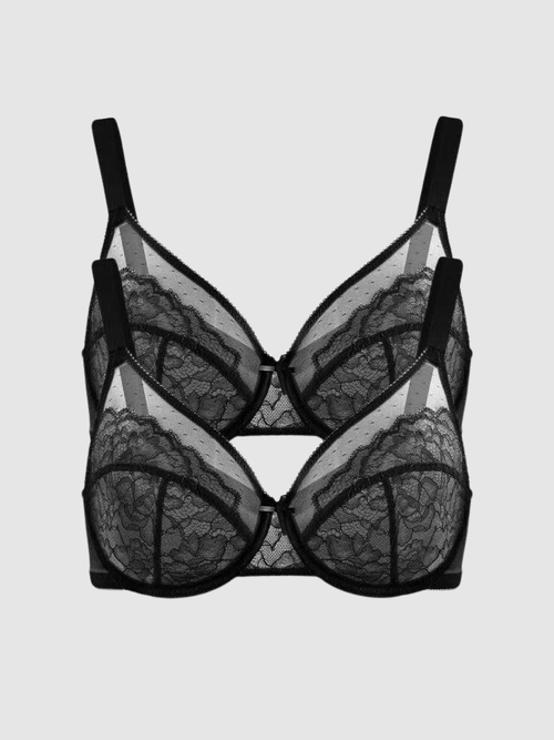 2-Pack Black – Unlined Minimizer Bra
